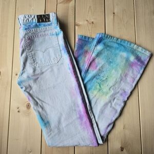 Guess Multicolor Tie-Dye Wide Leg White Jeans Size 30"